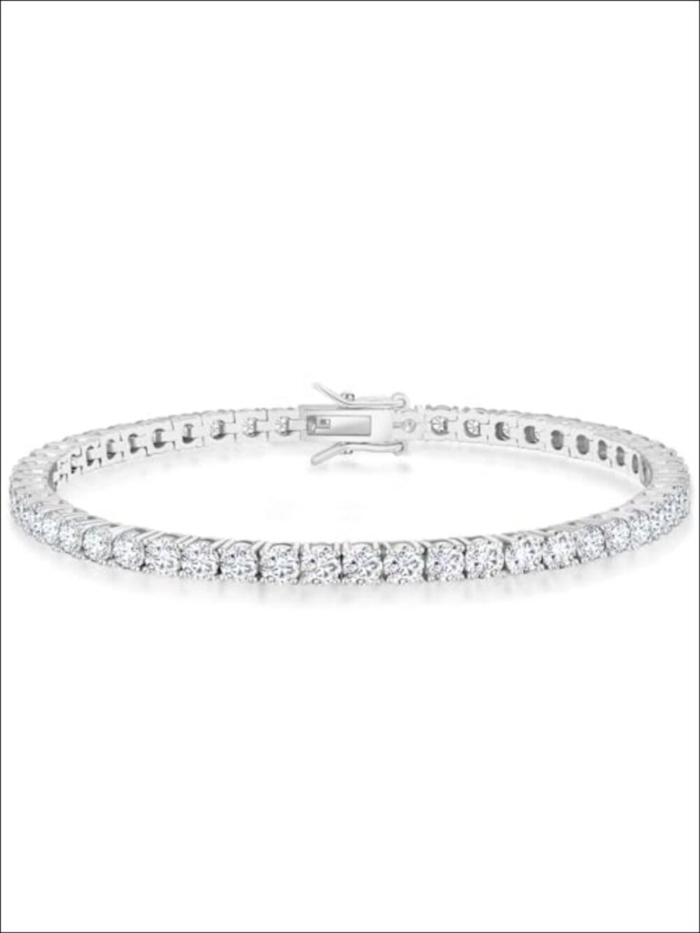 14K White Gold Plated Tennis Bracelet 3mm Cubic Zirconia Classic Jewelry Gift
